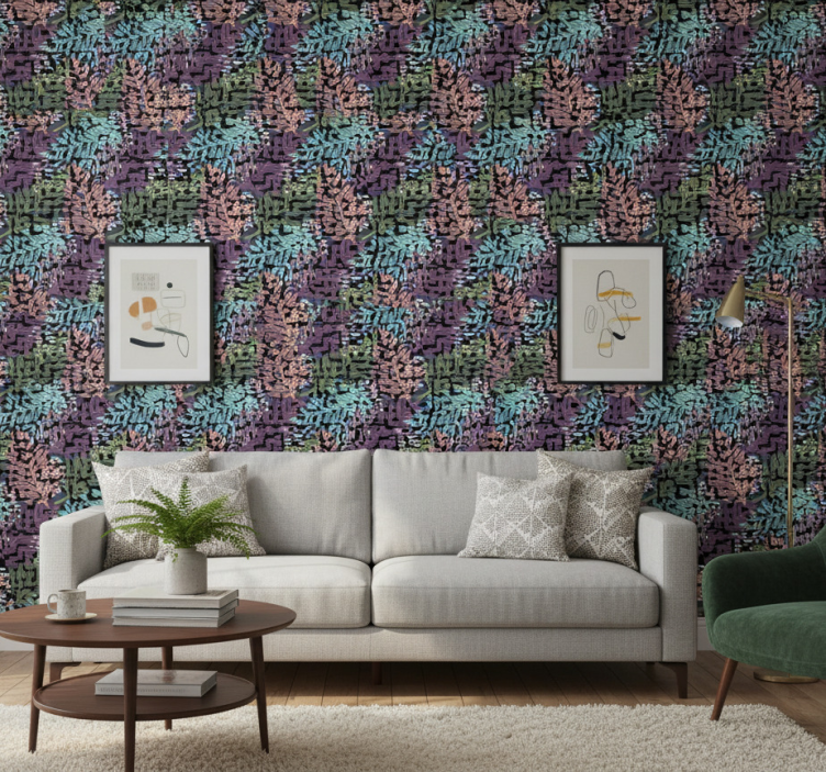 Colorful original splashy flora ornamental flower wallpaper - TenStickers