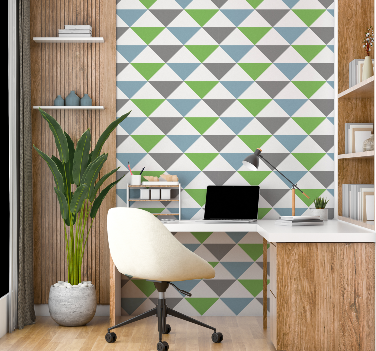 Colorful pastel triangles office wallpaper - TenStickers