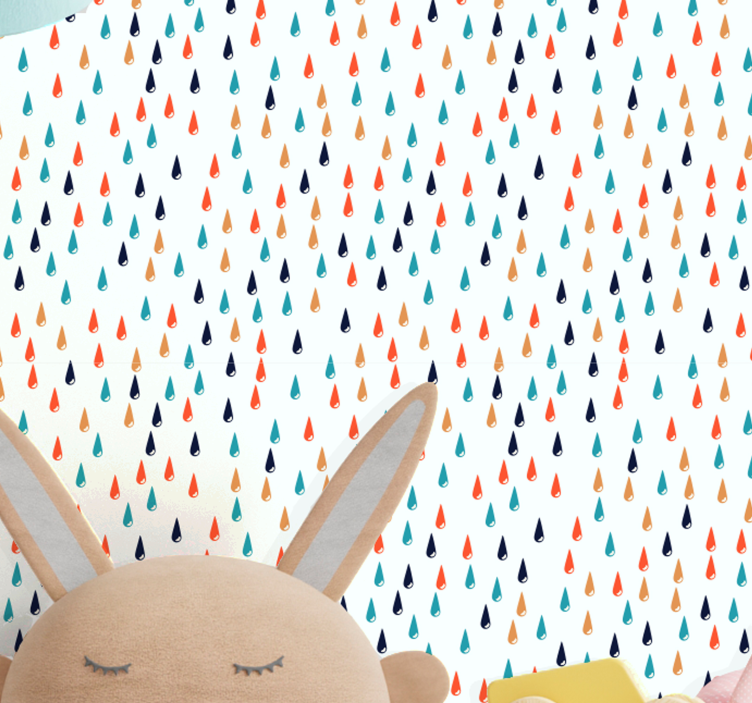 Colorful Rain Drops Kids wallpaper - TenStickers