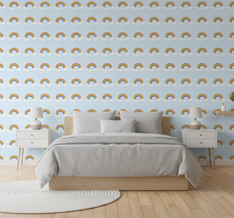 Colorful rainbow and clouds bedroom wallpaper - TenStickers