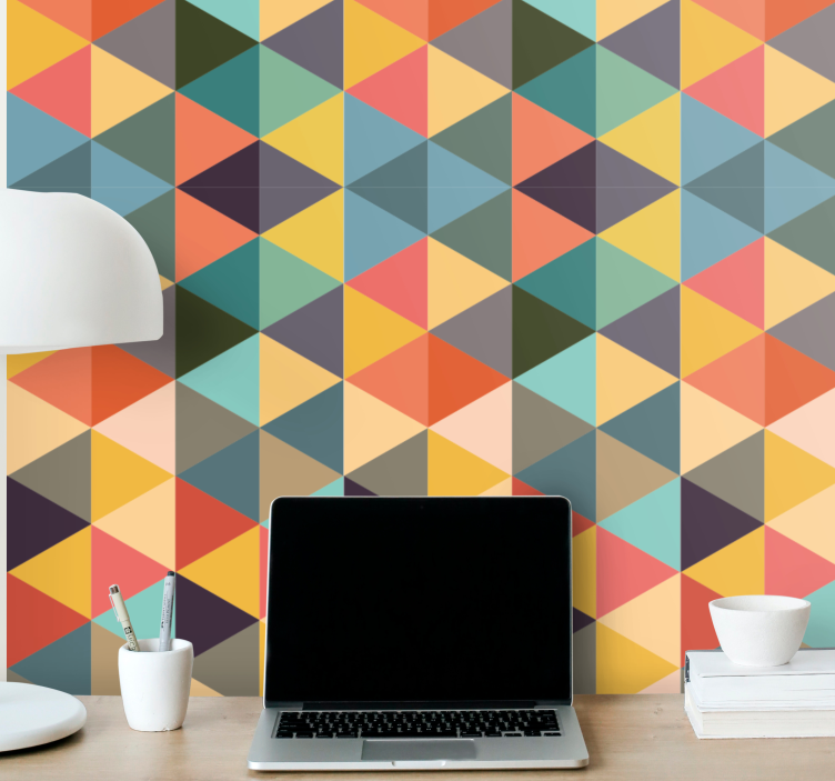 Colorful Triangles geometric wallpaper - TenStickers