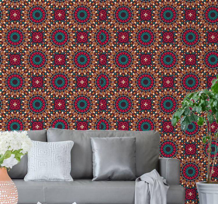 Colourful mandala Ornamental Wallpaper - TenStickers