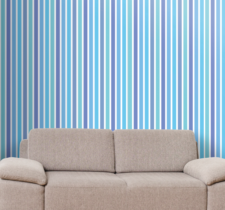 Elegant blue motif vertical stripe wallpaper - TenStickers