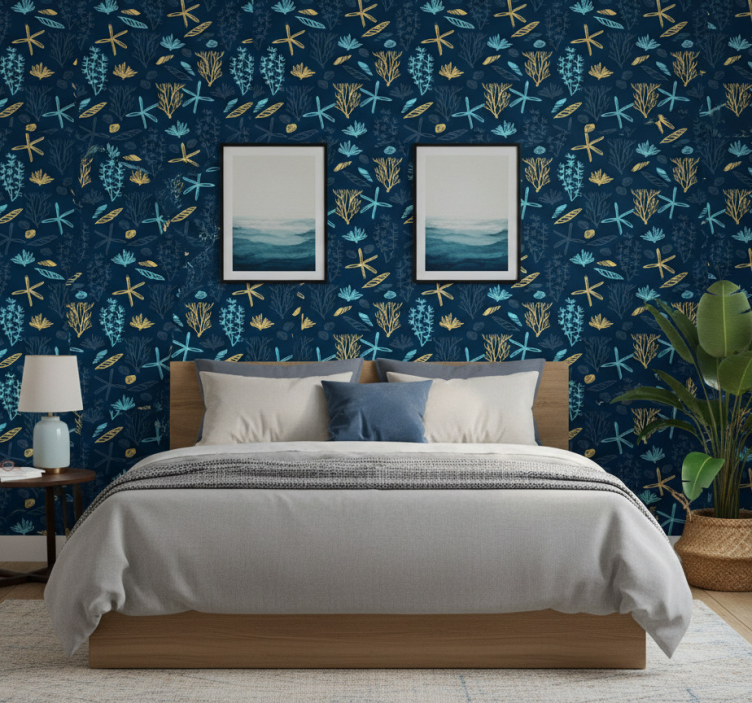 Coral inspired motif bedroom wallpaper - TenStickers