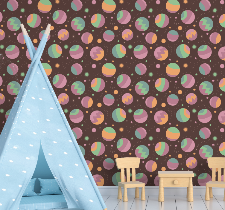 Cosmic Polka Pattern Kids wallpaper - TenStickers