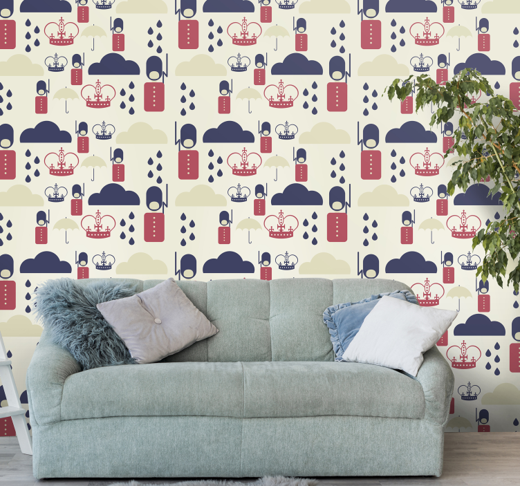 Crown Rain Drops animal wallpaper - TenStickers