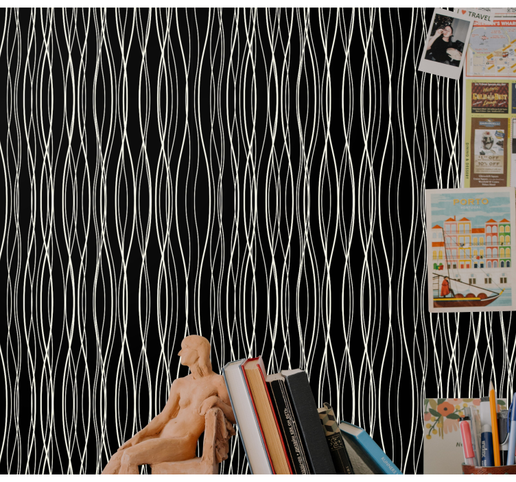 Curvilinear Lines vertical stripe wallpaper - TenStickers