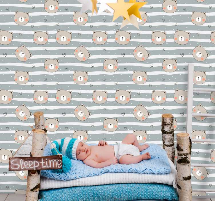 Baby bear Pattern nursery wallpaper - TenStickers