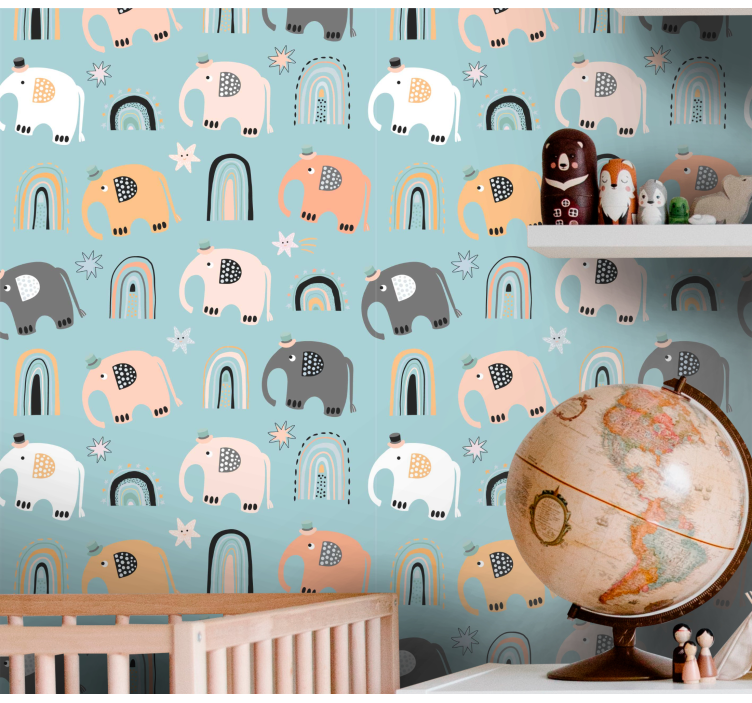 Cute elephants animal wallpaper - TenStickers