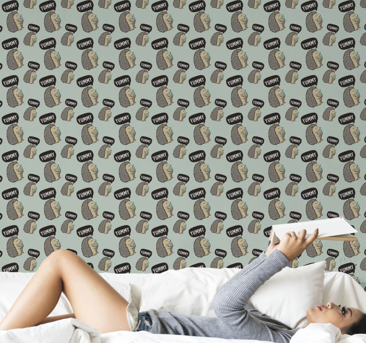 Cute Hedgehog Print animal wallpaper - TenStickers