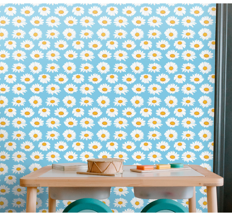 Daisy Patterned flower wallpaper - TenStickers