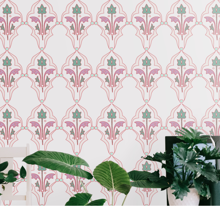 Damasco floral motif flower wallpaper - TenStickers