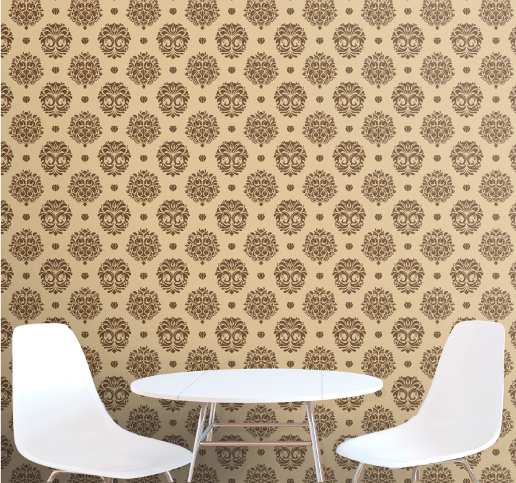 Ancient beige pattern ornamental flower wallpaper - TenStickers