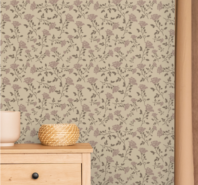 Delicate rose motif ornamental flower wallpaper - TenStickers