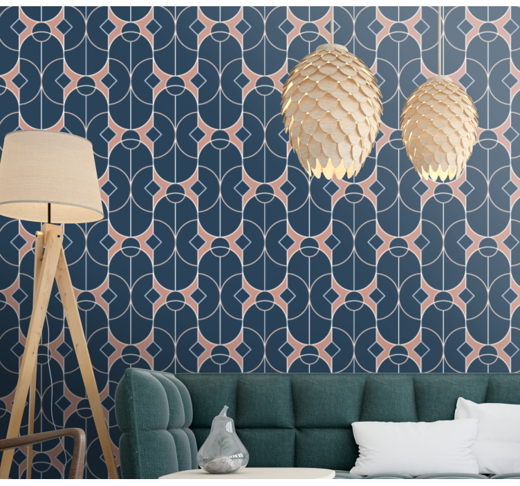 Design geometric shapes living room wallpaper - TenStickers