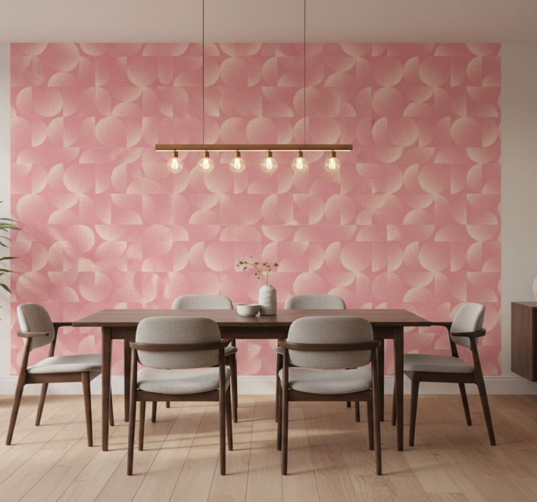 Dining room wallpaper pastel semicircles - TenStickers