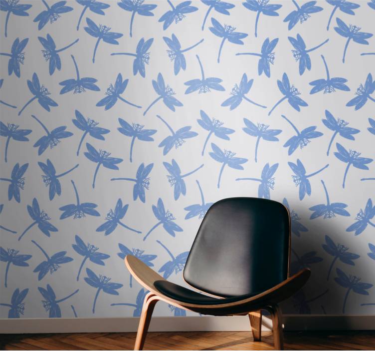 Blue Dragonfly Pattern animal wallpaper - TenStickers
