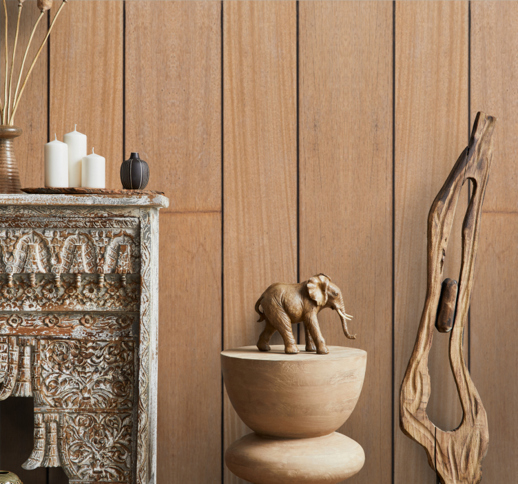 Brown simple planks wood effect  wallpaper - TenStickers