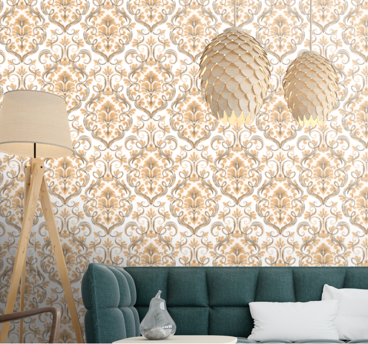 Elegant baroque touches living room wallpaper - TenStickers