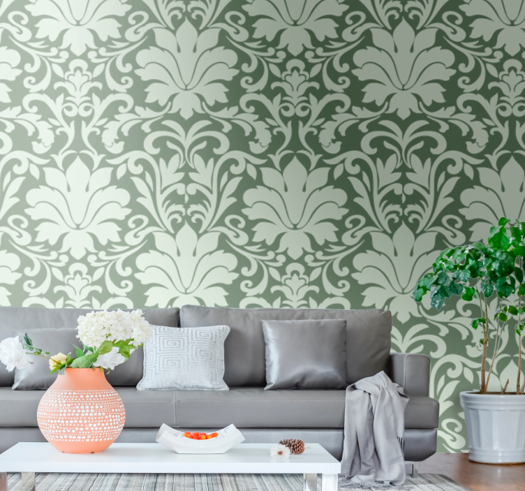 Elegant Foliage Motif ornamental flower wallpaper - TenStickers