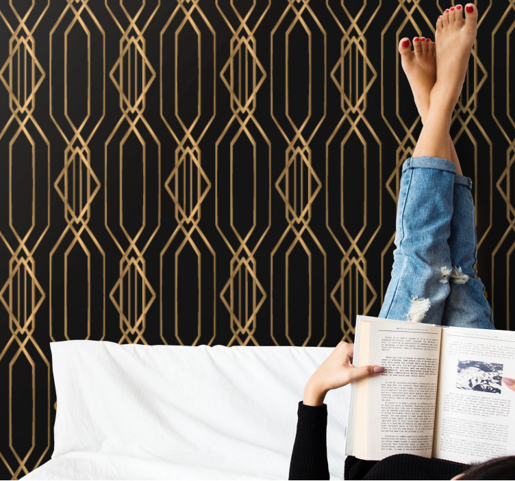Elegant gold pattern geometric wallpaper - TenStickers