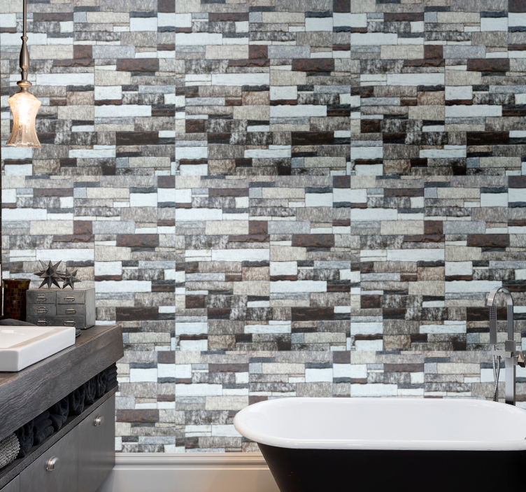 Elegant gray stone imitation Stone Wallpaper - TenStickers