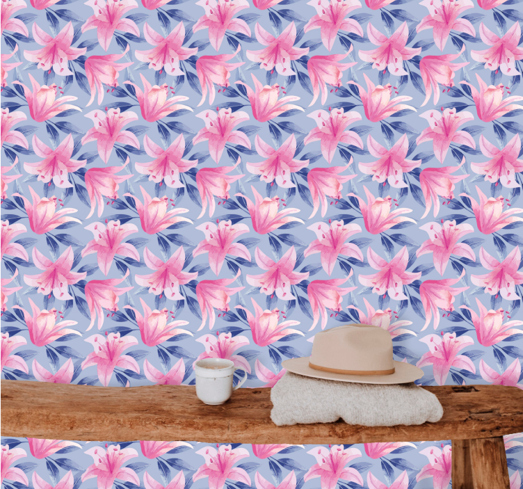 Elegant Lily Pattern ornamental flower wallpaper - TenStickers
