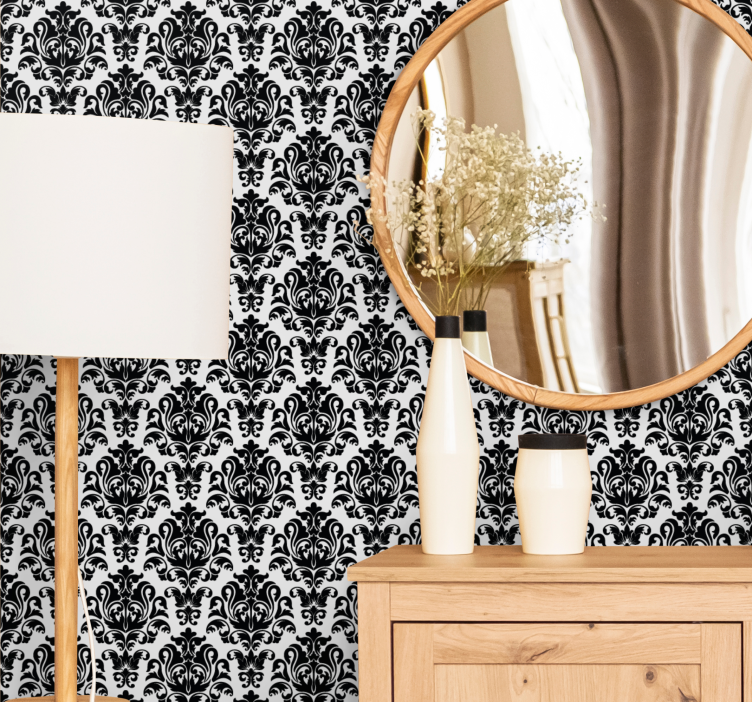 Elegant Monochrome Pattern baroque wallpaper - TenStickers