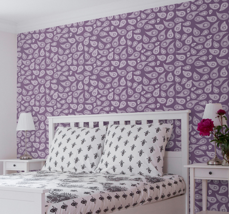 Elegant Teardrop Pattern ornamental flower wallpaper - TenStickers