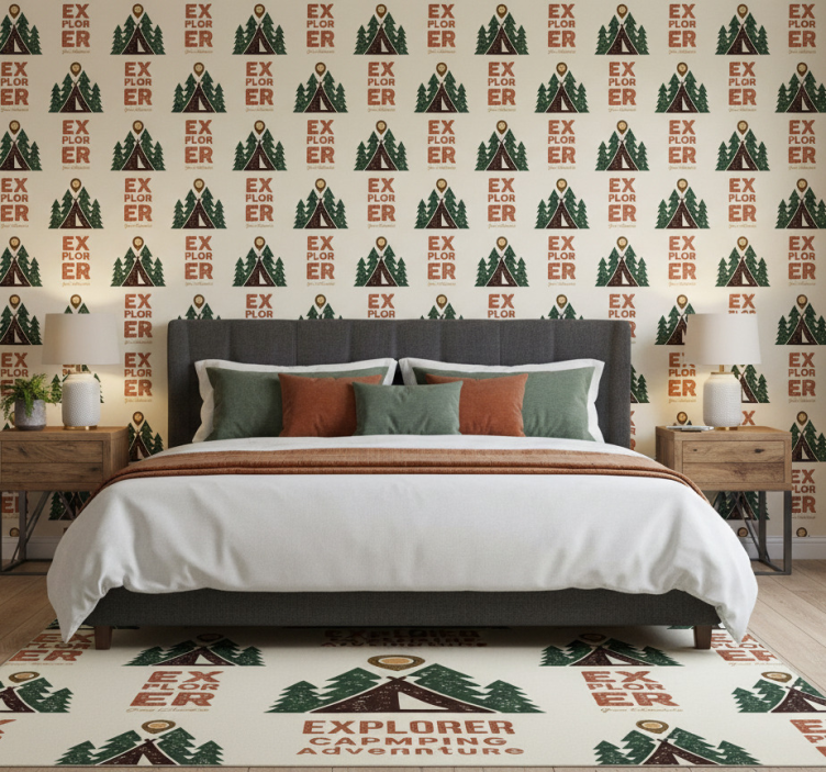 Exploring camping adventure bedroom wallpaper - TenStickers