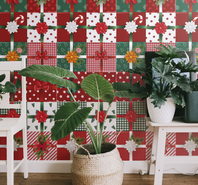 Festive Gift Patterns christmas wallpaper - TenStickers