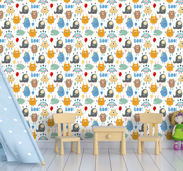 Festive Monsters animal wallpaper - TenStickers