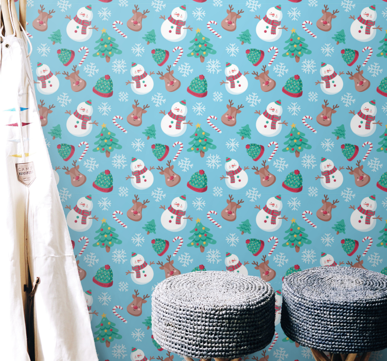 Festive Season Pattern christmas wallpaper - TenStickers
