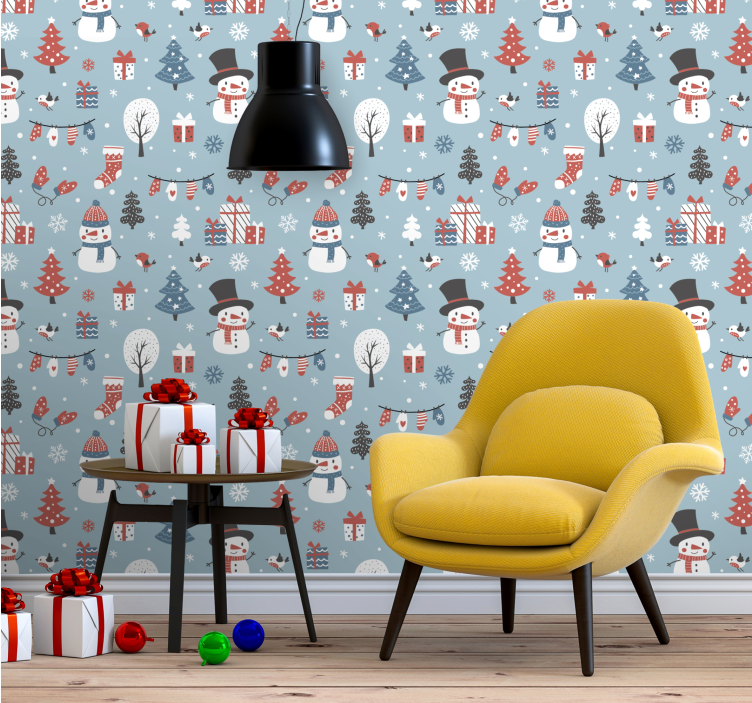Festive Seasonal Pattern christmas wallpaper - TenStickers
