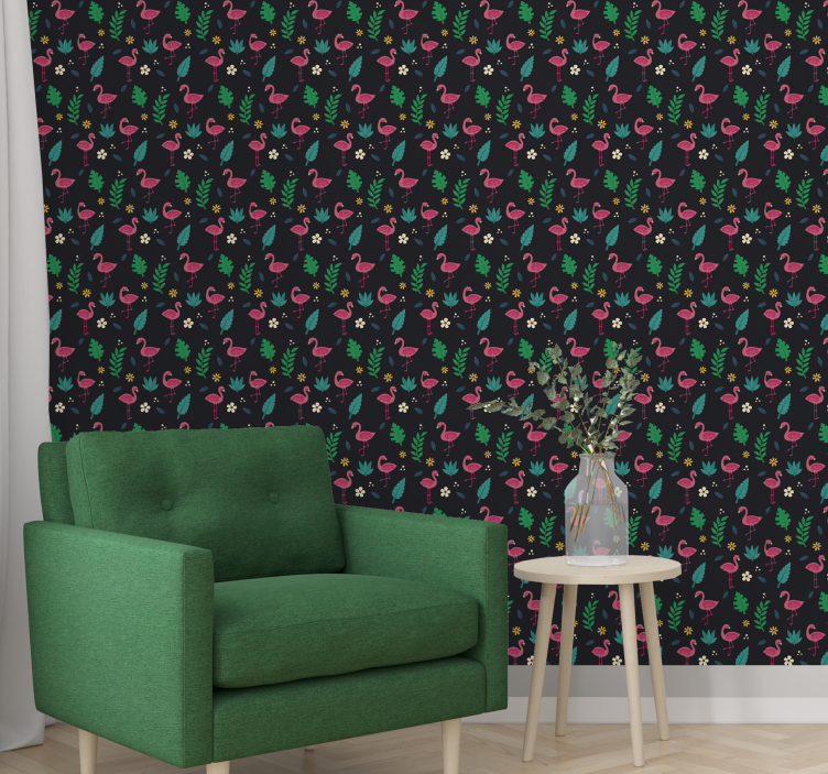 Flamingo Pattern animal wallpaper - TenStickers