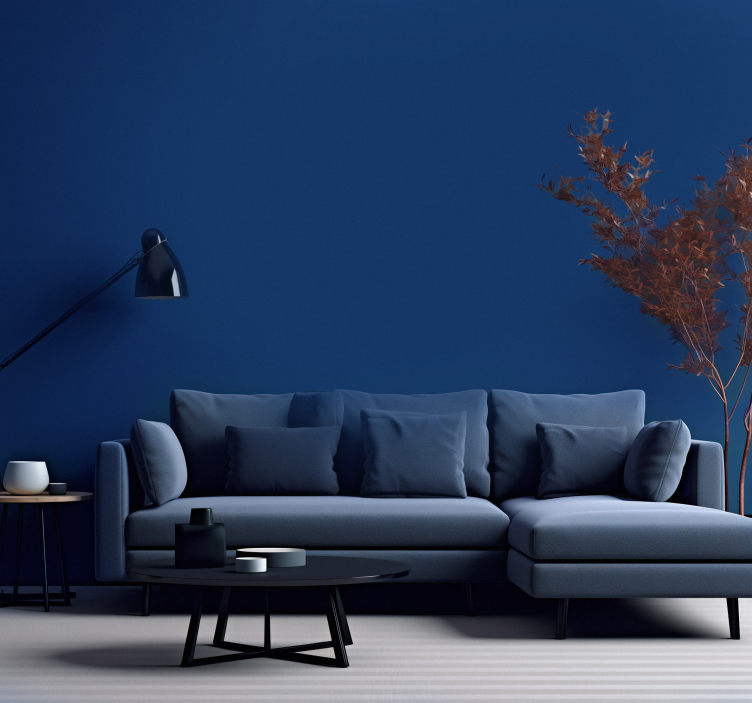 Plain navy blue living room wallpaper - TenStickers