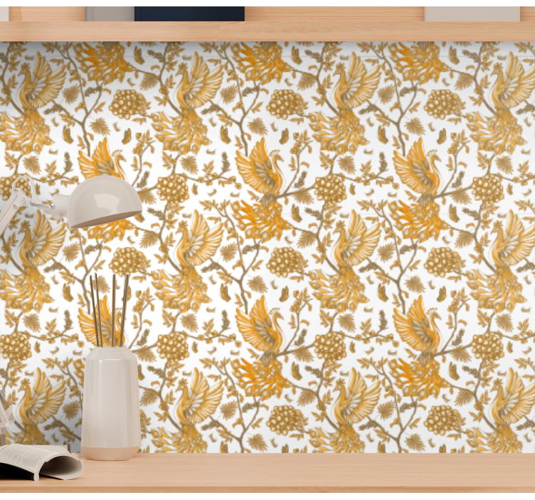 Floral Botanical Motif ornamental flower wallpaper - TenStickers
