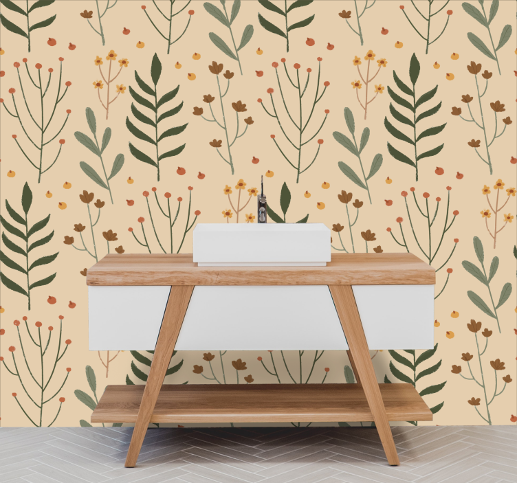 Floral Botanical Print ornamental flower wallpaper - TenStickers
