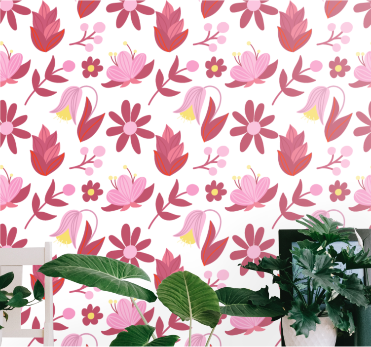 Pink bouquet arrangement ornamental flower wallpaper - TenStickers