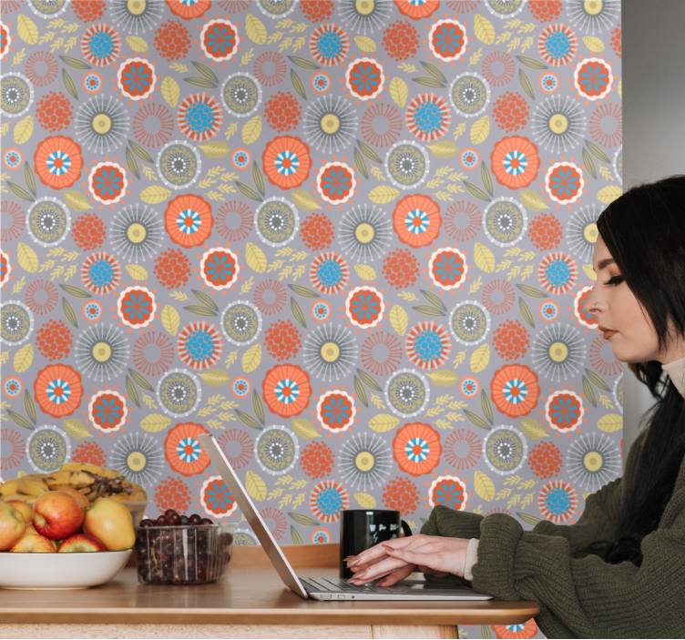 Floral Burst flower wallpaper - TenStickers