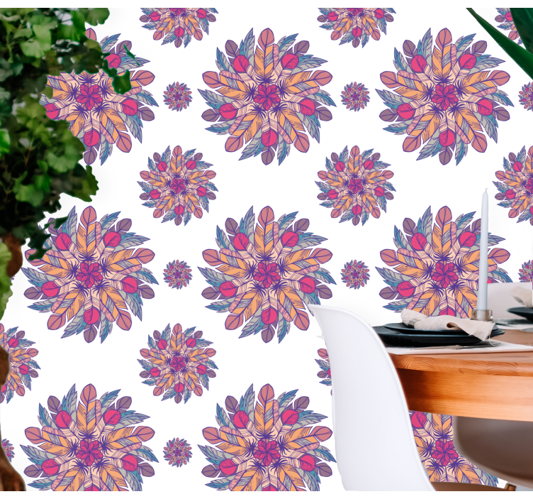 Floral Burst Motif flower wallpaper - TenStickers