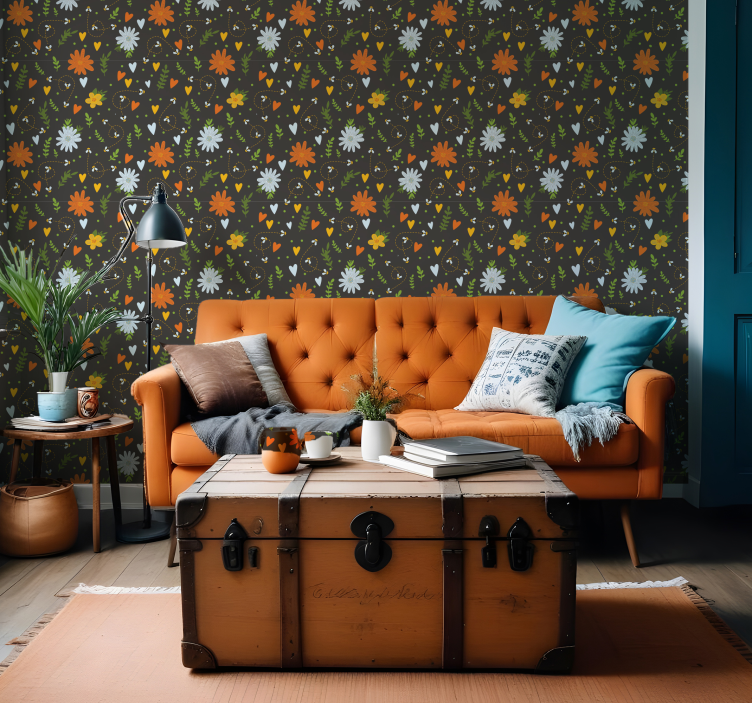 Floral Cheer Motif flower wallpaper - TenStickers