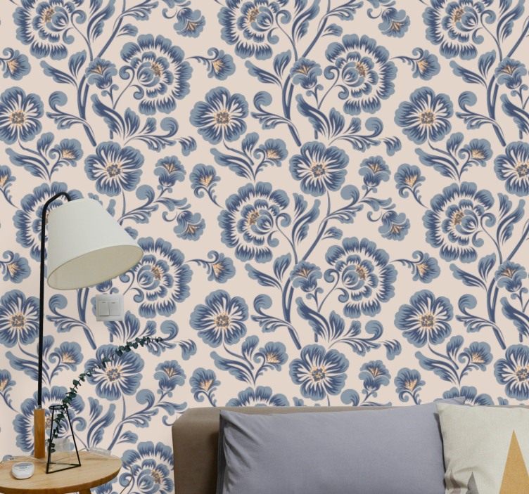 Floral Damask Elegance ornamental flower wallpaper - TenStickers