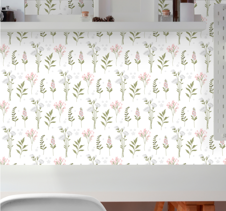 Floral Elegance Pattern flower wallpaper - TenStickers