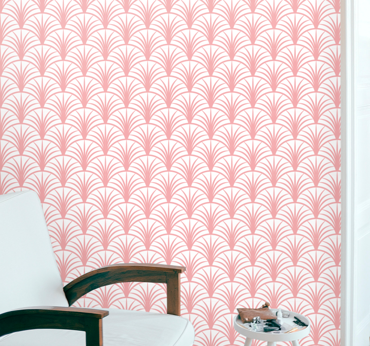 Pink fan patterns modern wallpaper - TenStickers