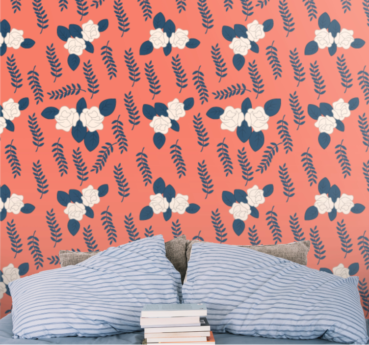 Red ferns arrangement ornamental flower wallpaper - TenStickers