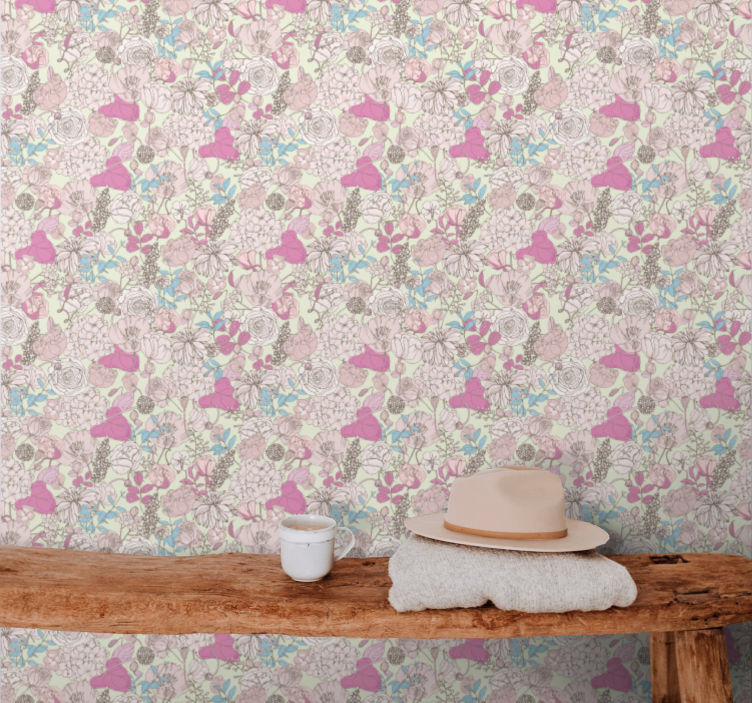 Vintage classic garden ornamental flower wallpaper - TenStickers