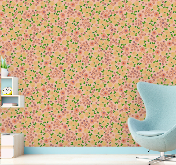 Floral Motif Delight flower wallpaper - TenStickers