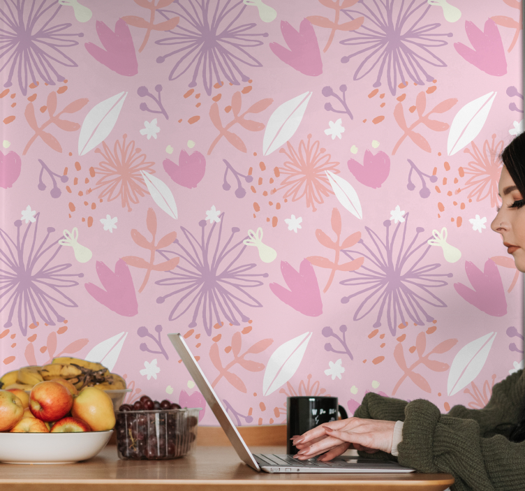 Floral Pattern Delight flower wallpaper - TenStickers