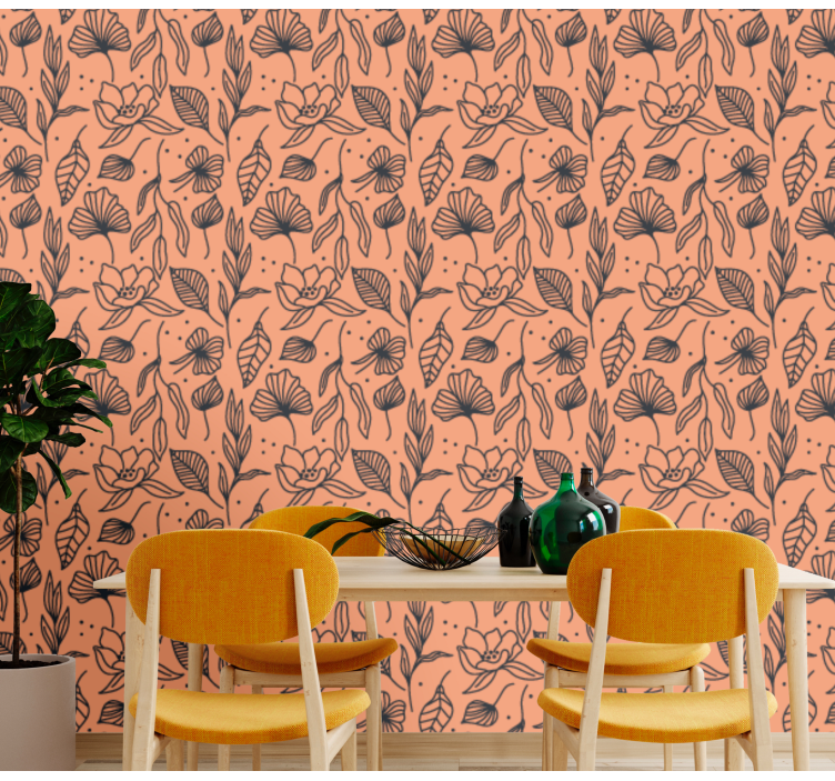 Floral Patterned Interior flower wallpaper - TenStickers